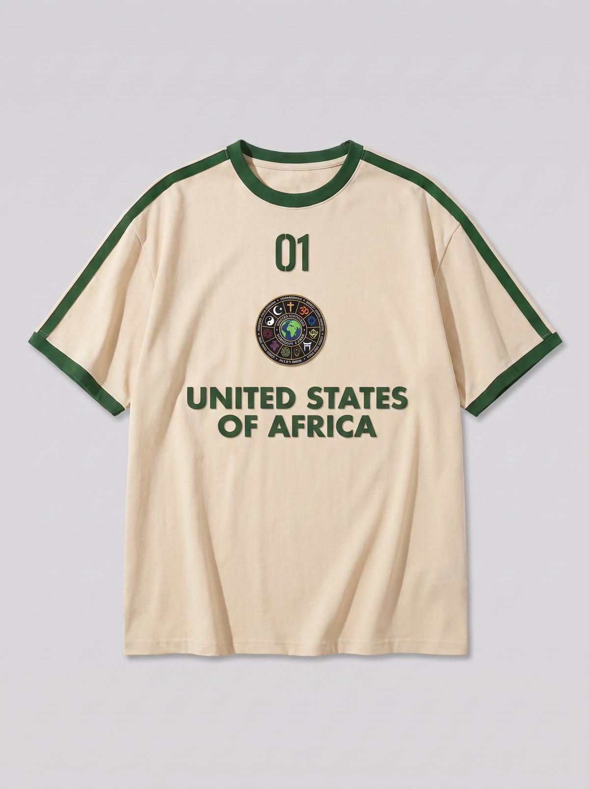 T-SHIRT SPORT - BEIGE ET VERT